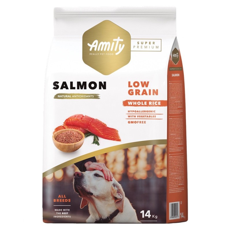 Ração para cão amity super premium (low grain) adult salmon