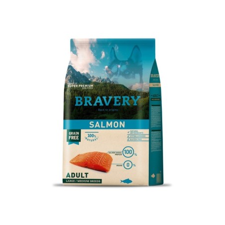 Ração para cão bravery salmon adult large/medium