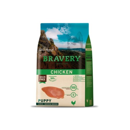 Ração para cão bravery chicken puppy large/medium
