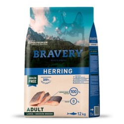 Ração para cão bravery herring (arenque) adult large/medium