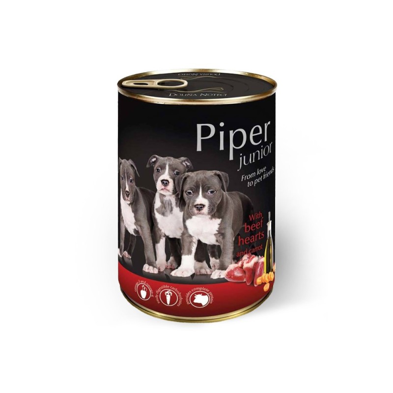 Comida húmida para cão piper junior with beef hearts and carrot