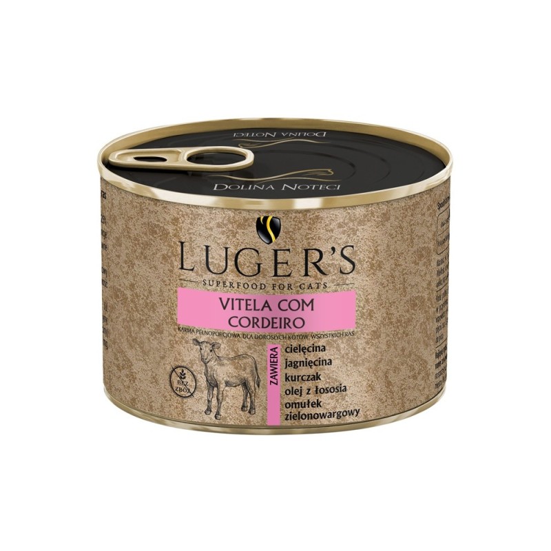 Comida húmida para gato luger's veal with lamb