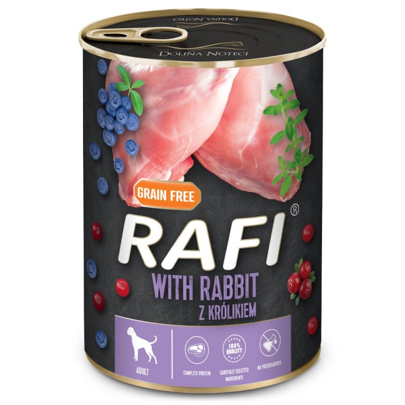 Comida húmida para cão rafi paté with rabbit, blueberry and cranberry
