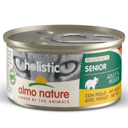 Comida húmida para gato almo cat holistic adult 7+ - frango (85 gr) 24 uni.