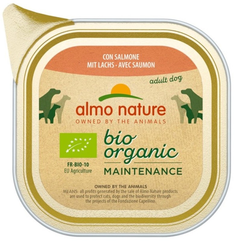 Comida húmida para cão almo dog biorganic - salmao (terrina 300 gr) x 9 uni.