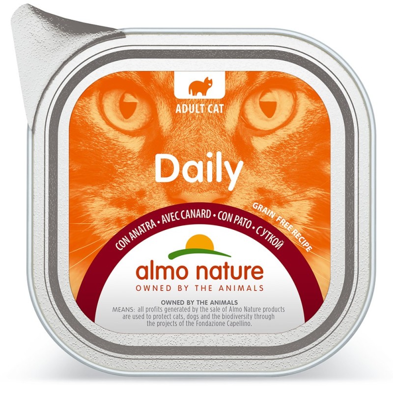 Comida húmida para gato almo cat daily - pato (terrina 100 gr) x 32 uni.