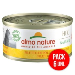 Comida húmida para gato almo hfc cat mega pack-natural - filete frango (6 uni. x latas de 70gr)