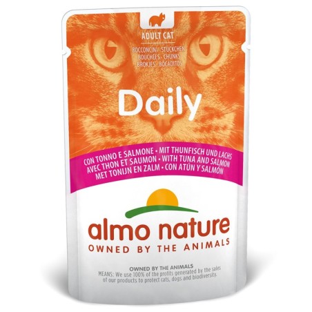 Comida húmida para gato almo cat daily - atum e salmao (30uni. x saqueta 70 gr)