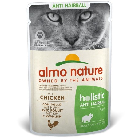 Comida húmida para gato almo cat holistic - anti-hairball (30uni. x saqueta 70 gr)