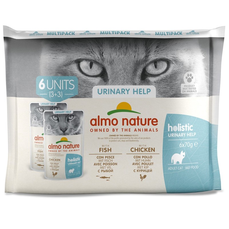 Comida húmida para gato almo cat holistic multi pack - urinary (6 uni. x saquetas de 70gr)