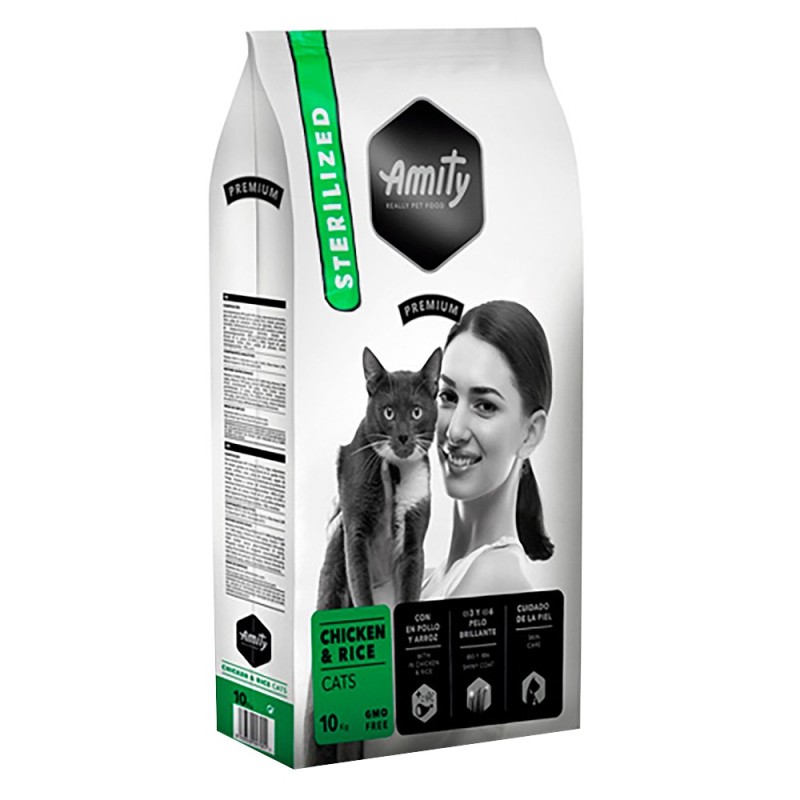 Ração para gato amity amity premium chicken & rice cats sterilized