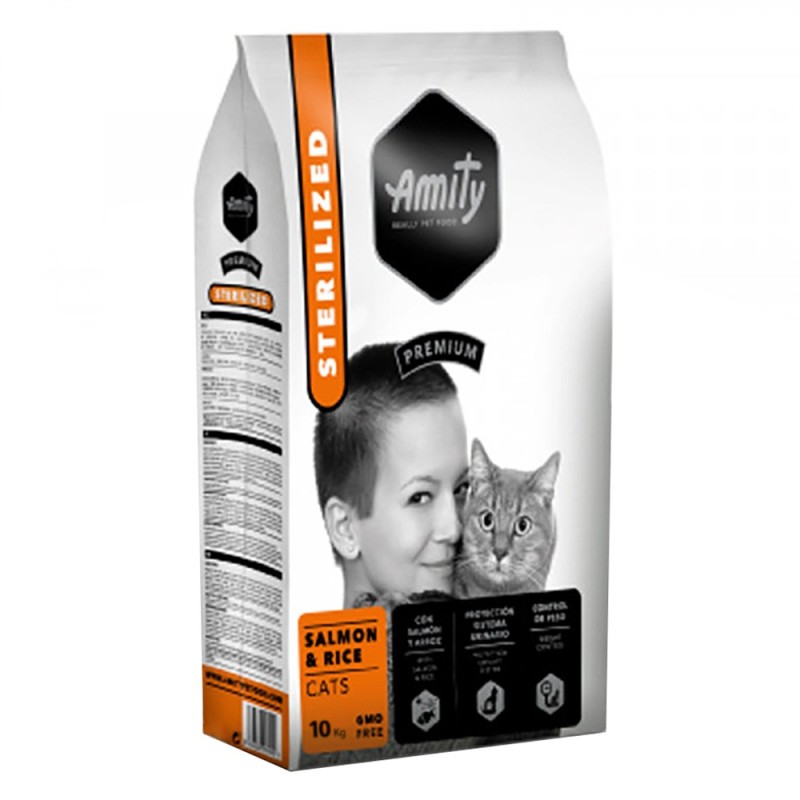 Ração para gato amity amity premium salmon & rice cats sterilized