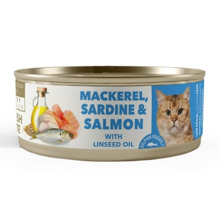 Comida húmida para gato amity super premium cat "macker.sardine&salmon" (lata 80 gr.)