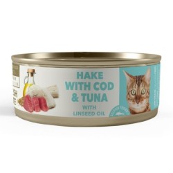 Comida húmida para gato amity super premium cat "hake with cod&tuna" (lata 80 gr.)