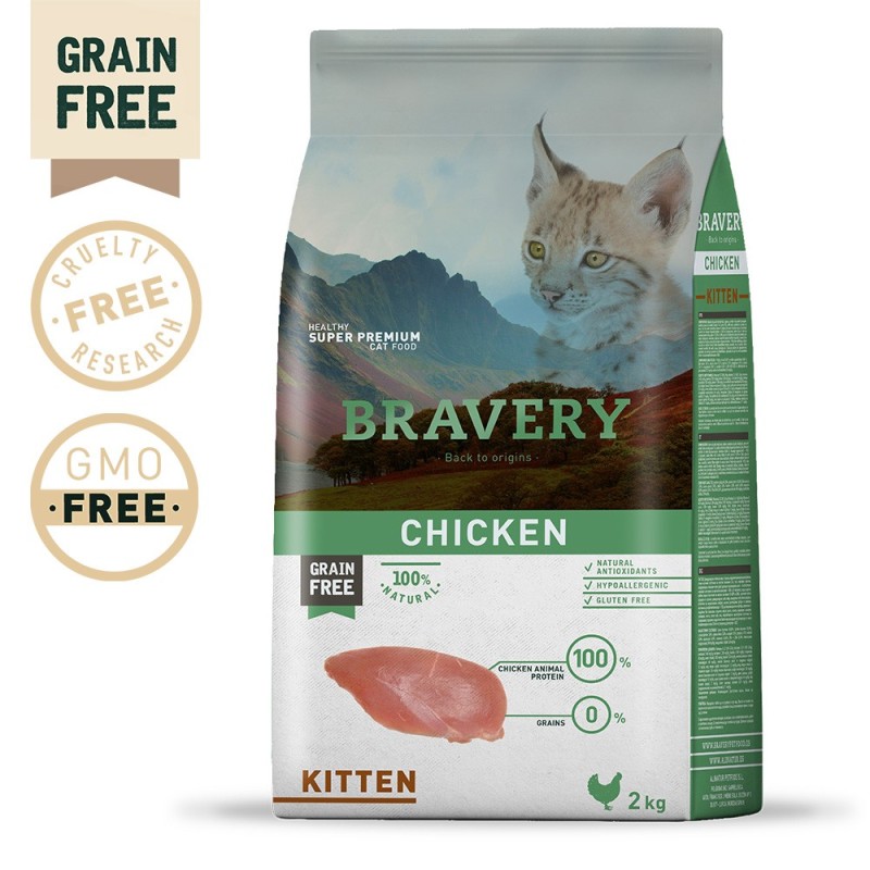 Ração para gato bravery chicken kitten