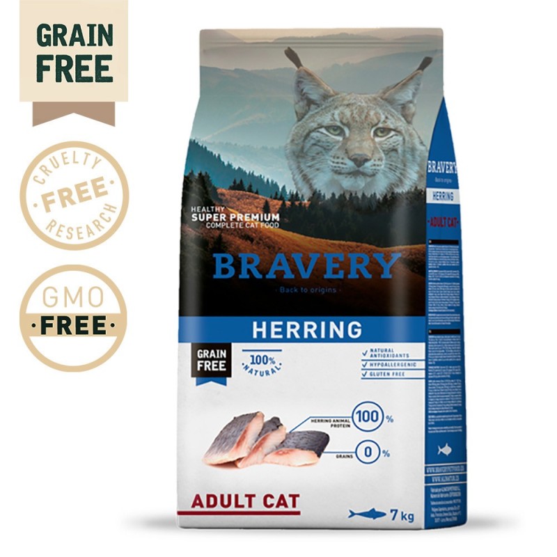 Ração para gato bravery herring (arenque) adult cat