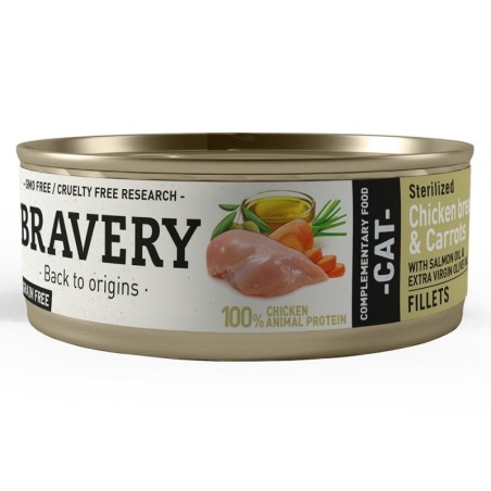Comida húmida para gato bravery steriliz. cat chicken & carrot (lata 70 gr.)