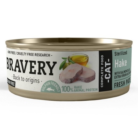 Comida húmida para gato bravery steriliz. cat hake (lata 70 gr.)