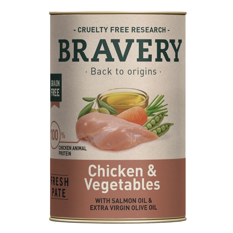 Comida húmida para gato bravery dog chicken & vegetables