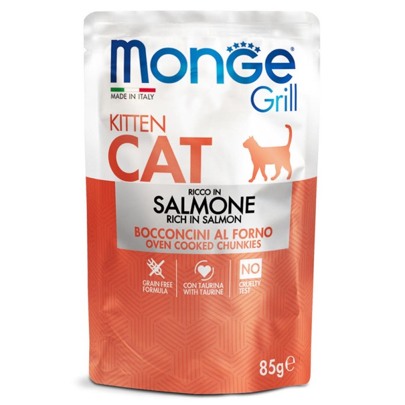 Comida húmida para gato monge grill gatinhos salmão