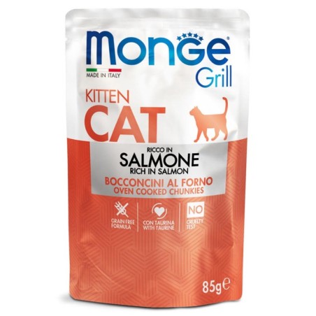 Comida húmida para gato monge grill gatinhos salmão
