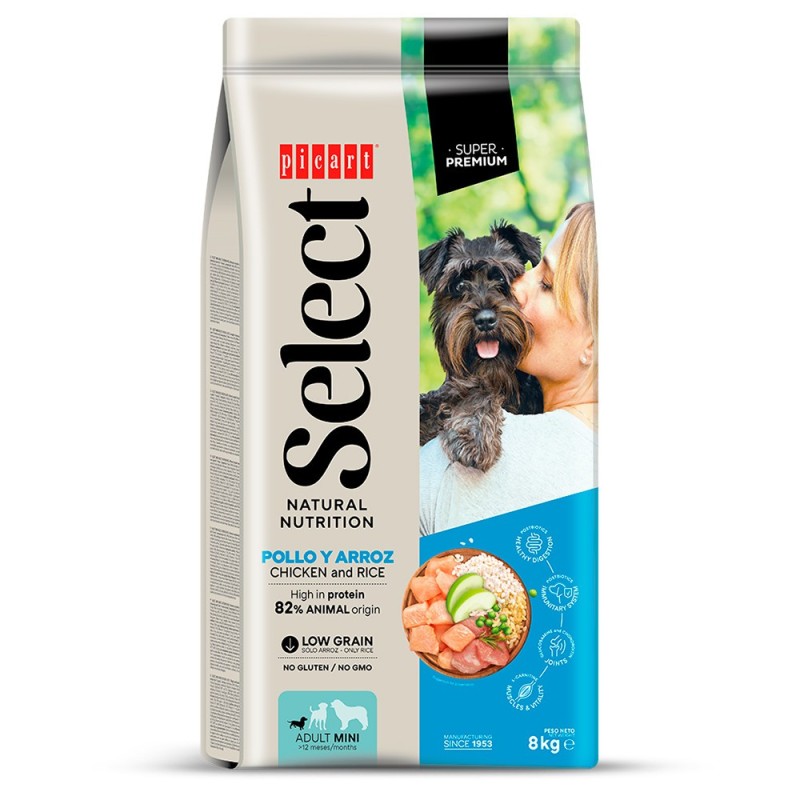 Ração para cão picart select mini adult chicken and rice