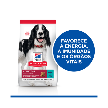 Ração para cão hill´s science plan canine adult medium atún & arroz