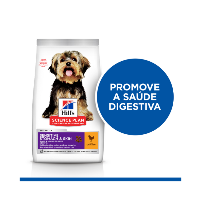 Ração para cão hill´s science plan canine adult sensitive stomach & skin small & mini pollo