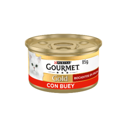 Comida húmida para gato purina gourmet gold pedacinhos em molho com carne de vaca | wet (lata)