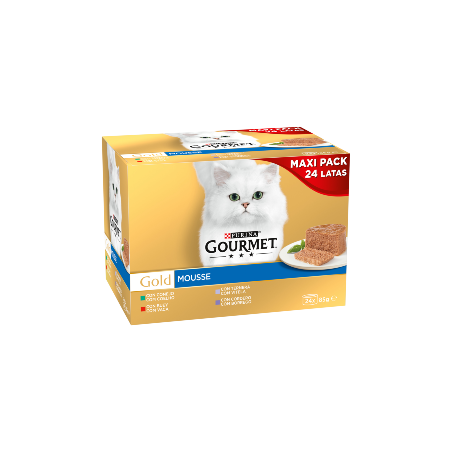 Comida húmida para gato purina gourmet gold seleção de mousses multipack 24 | wet (lata)