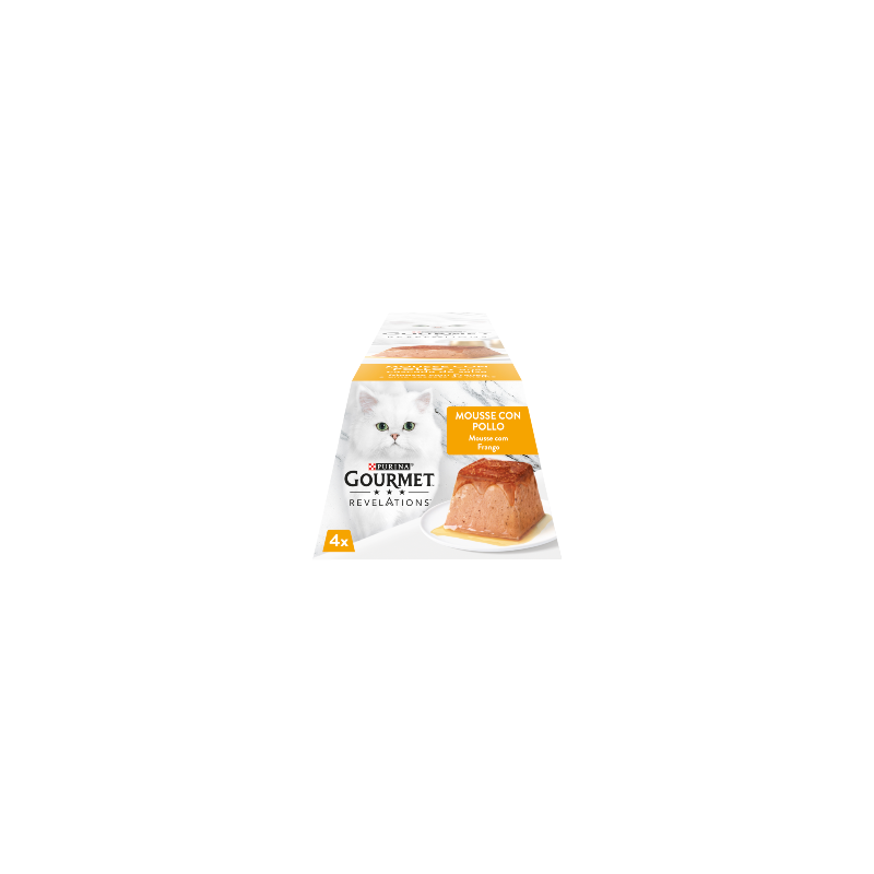 Comida húmida para gato purina gourmet revelations mousse frango e uma cascata de molho