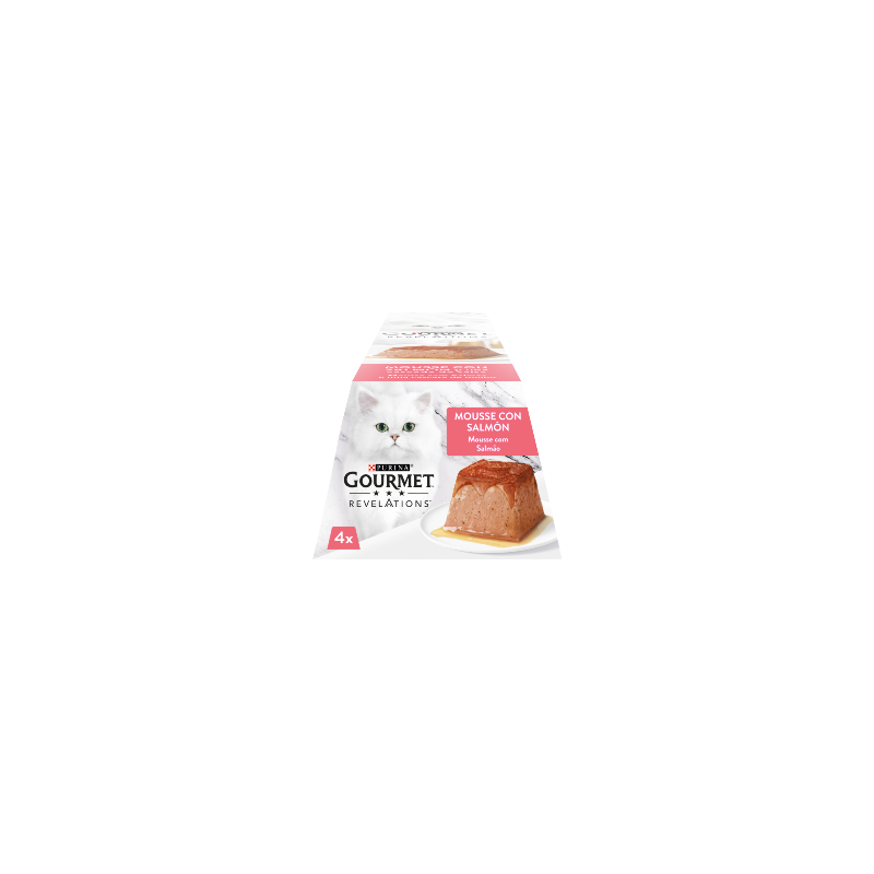 Comida húmida para gato purina gourmet revelations mousse salmão e uma cascata de molho