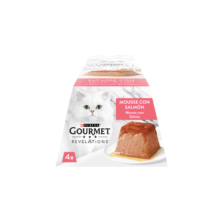 Comida húmida para gato purina gourmet revelations mousse salmão e uma cascata de molho