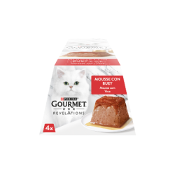 Comida húmida para gato purina gourmet revelations mousse vaca e uma cascata de molho