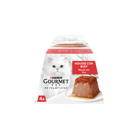 Comida húmida para gato purina gourmet revelations mousse vaca e uma cascata de molho