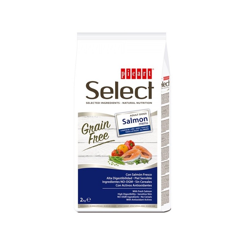 Ração para cão picart select grain free salmon menu