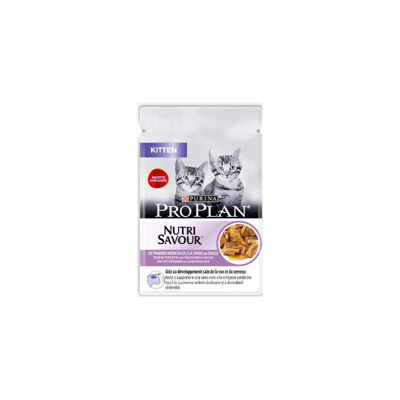 Comida húmida para gato purina pro plan cat kitten nutrisavour with turkey in gravy| wet (saqueta)