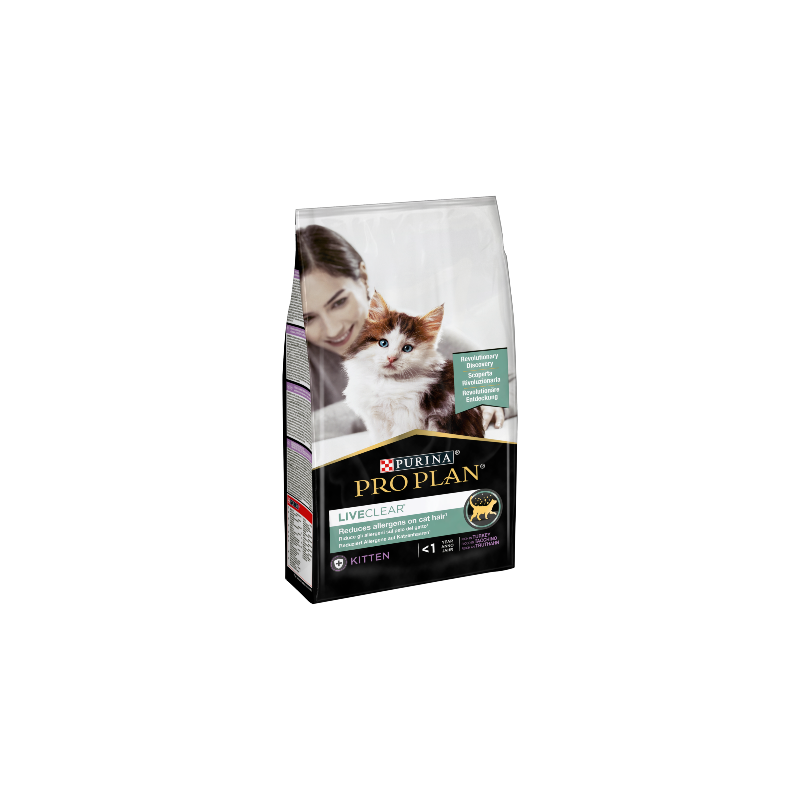 Ração para gato purina pro plan cat liveclear kitten turkey
