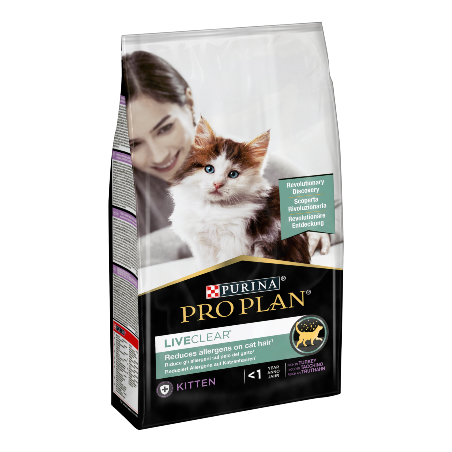 Ração para gato purina pro plan cat liveclear kitten turkey