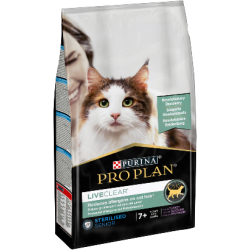 Ração para gato purina pro plan cat liveclear sterilised adult 7+ turkey
