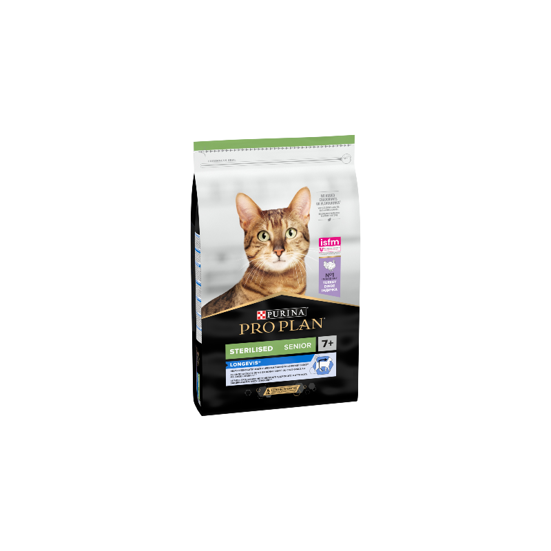 Ração para gato purina pro plan cat longevis sterilised adult 7+ turkey & rice