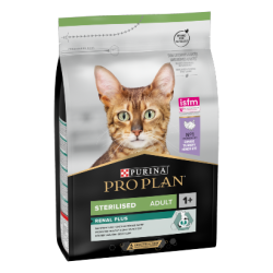 Ração para gato purina pro plan cat optirenal sterilised adult turkey & rice