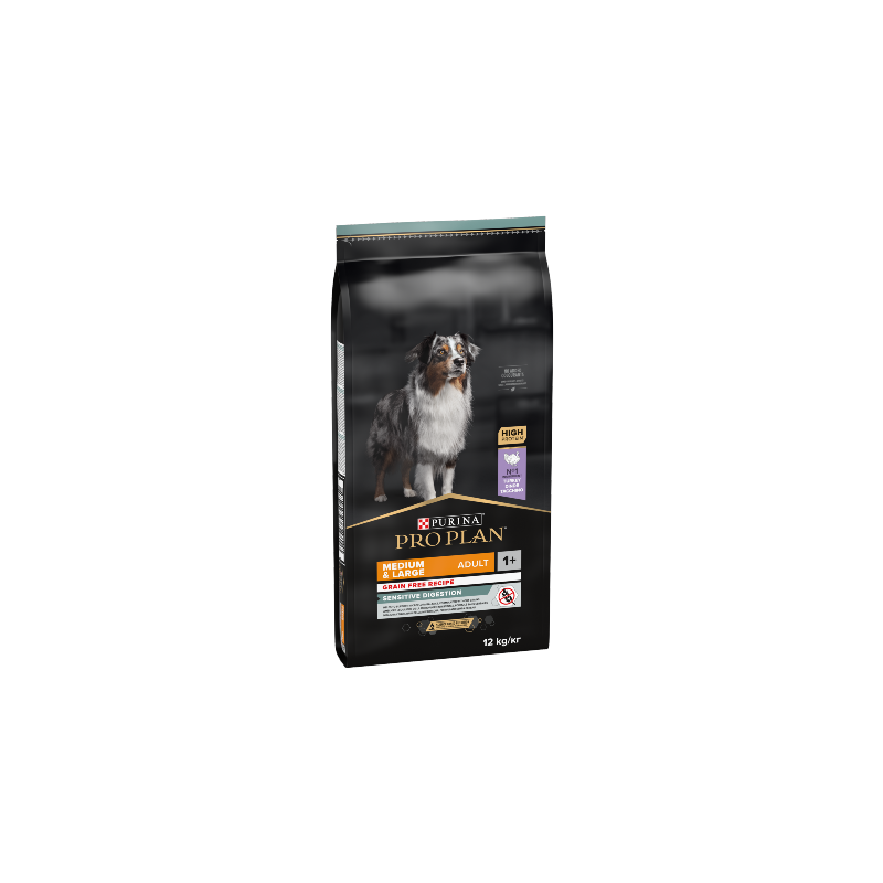 Ração para cão purina pro plan dog grain-free medium & large adult sensitive digestion turkey