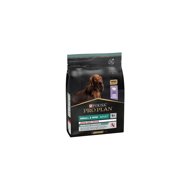 Ração para cão purina pro plan dog grain-free small & mini adult sensitive digestion turkey