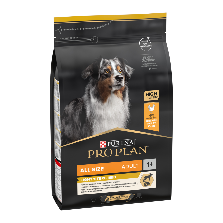 Ração para cão purina pro plan dog optiweight all size adult light / sterilised chicken