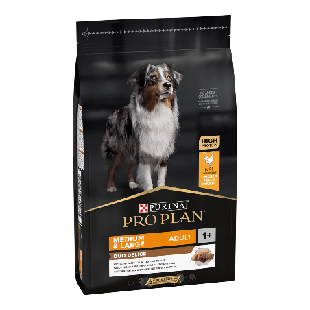 Ração para cão purina pro plan duo delice dog medium & large adult chicken