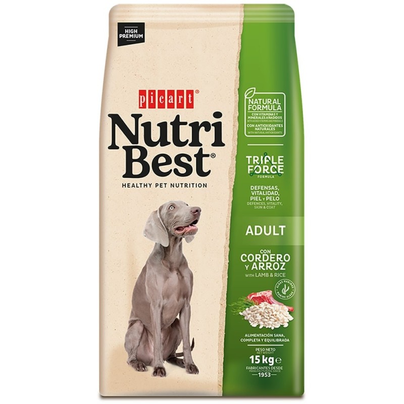 Ração para cão picart nutribest adult lamb & rice
