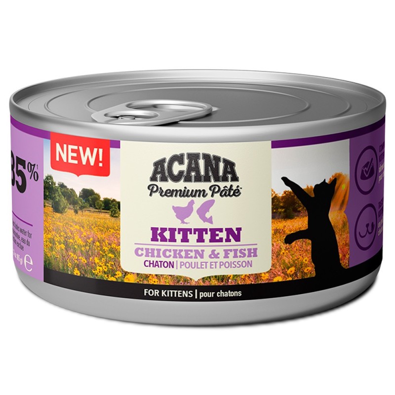 Comida húmida para gato acana cat kitten premium pâté chicken & fish | wet (lata)