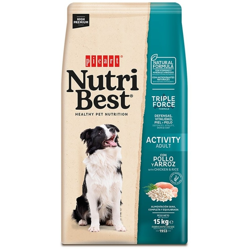 Ração para cão picart nutribest activity chicken & rice