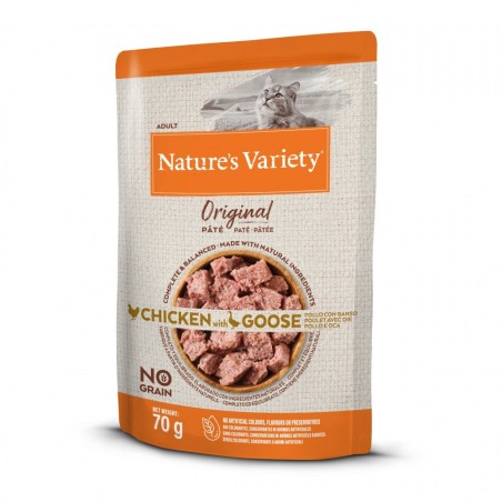 Comida húmida para gato natures variety cat original no grain frango & ganso paté | wet (saqueta)